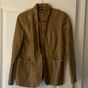 IMAN Tan Chain-Accent Women's Blazer